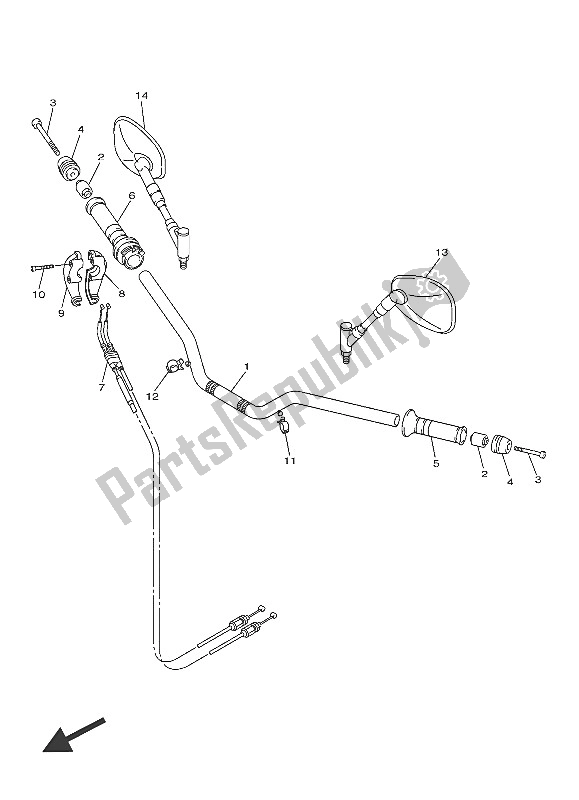 All parts for the Steering Handle & Cable of the Yamaha VMX 17 1700 2016