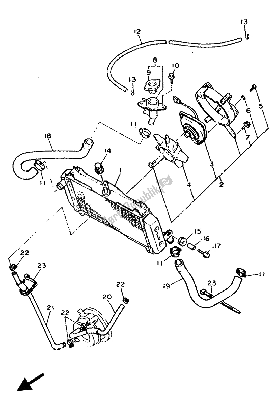 Todas las partes para Radiador Y Manguera de Yamaha FZR 600 Genesis 1993