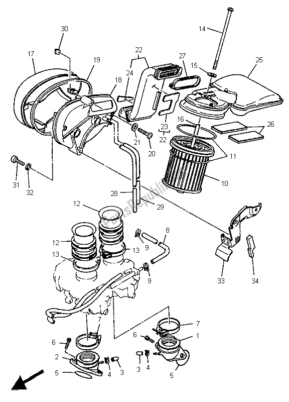 Tutte le parti per il Presa del Yamaha XV 535 S Virago 1996