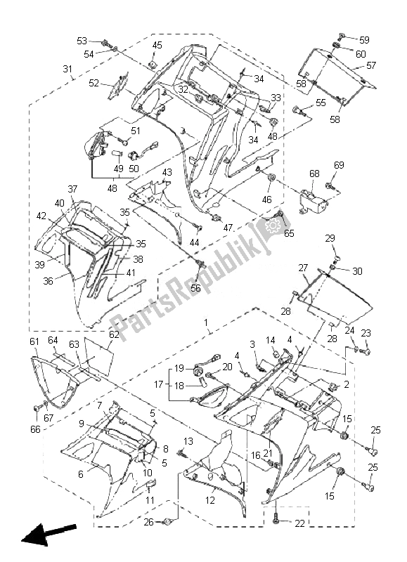 Todas las partes para Carenado 2 de Yamaha FJR 1300 AS 2010