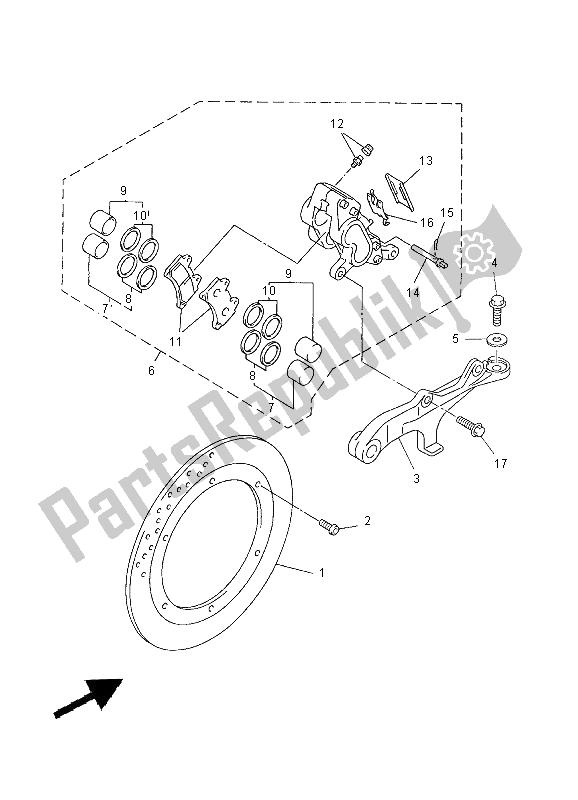 Todas las partes para Pinza De Freno Trasero de Yamaha XVZ 13 TF Royal Star Venture 1300 2000