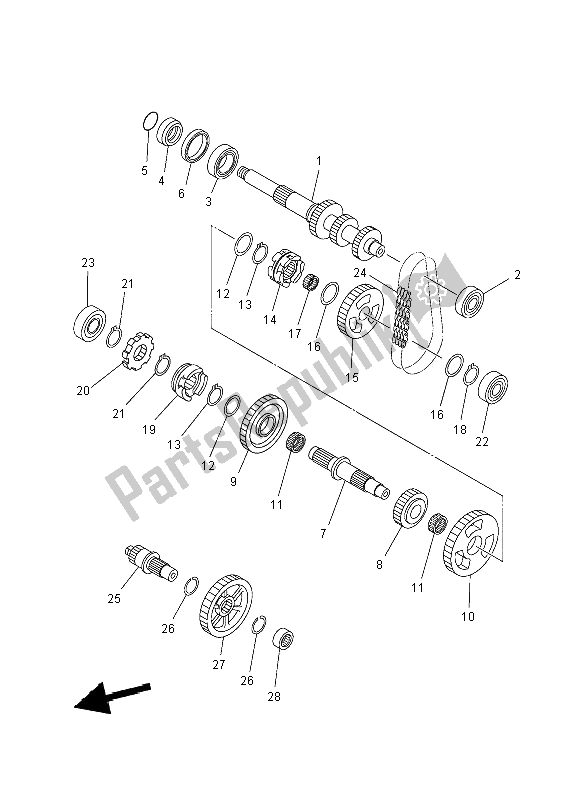 All parts for the Transmission of the Yamaha YFM 450F Grizzly IRS 4X4 2012