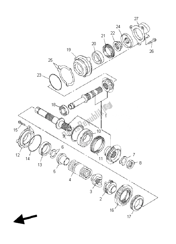 All parts for the Middle Drive Gear of the Yamaha FJR 1300 AS 2007