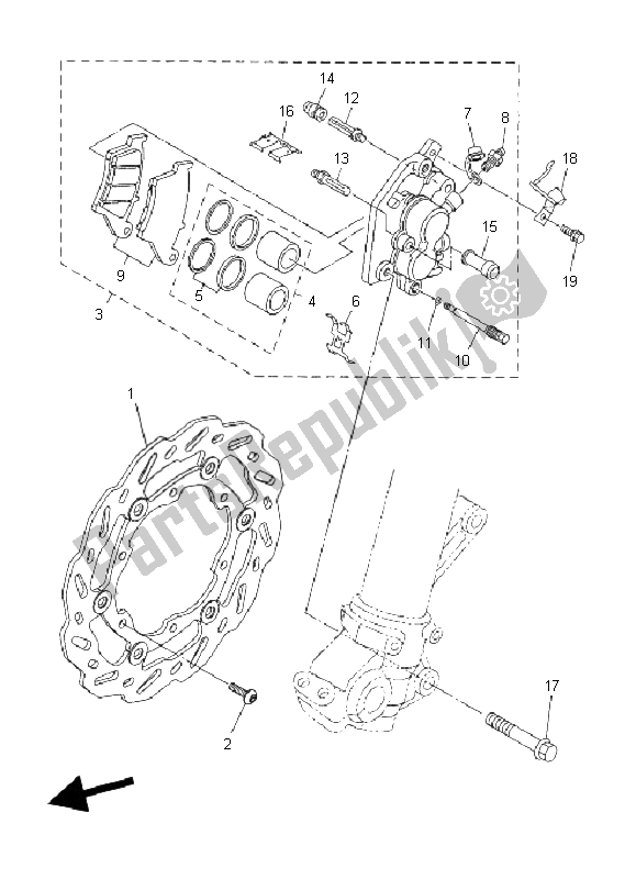 All parts for the Front Brake Caliper of the Yamaha WR 250R 2008