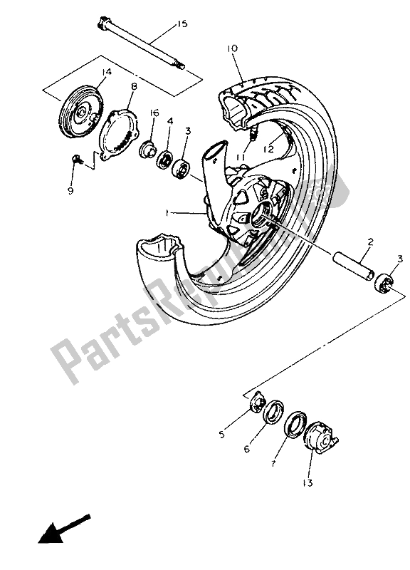 Tutte le parti per il Ruota Anteriore del Yamaha FJ 1200A 1991