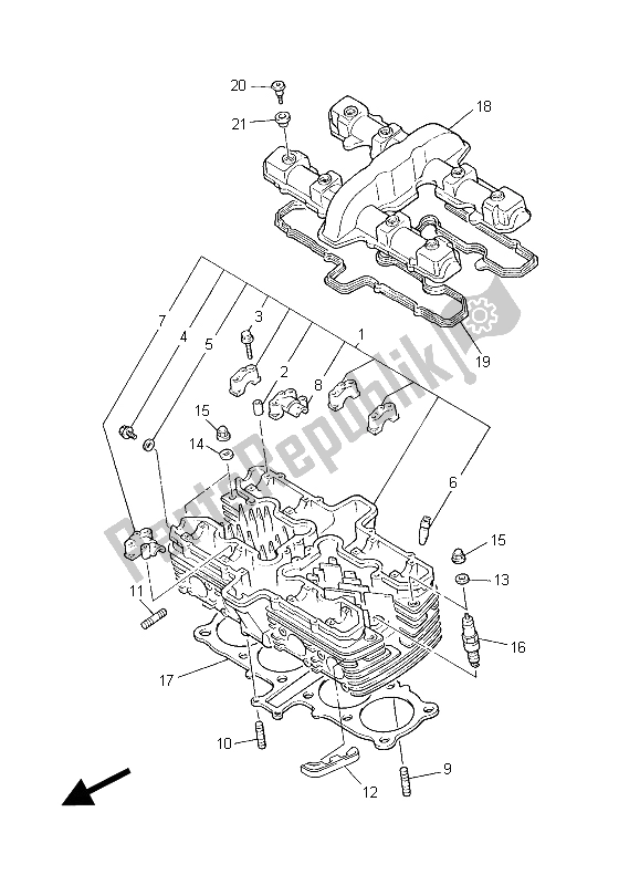 All parts for the Cylinder Head of the Yamaha XJR 1300C 2015