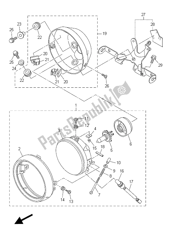 Todas as partes de Farol do Yamaha XVS 950 CR 2015