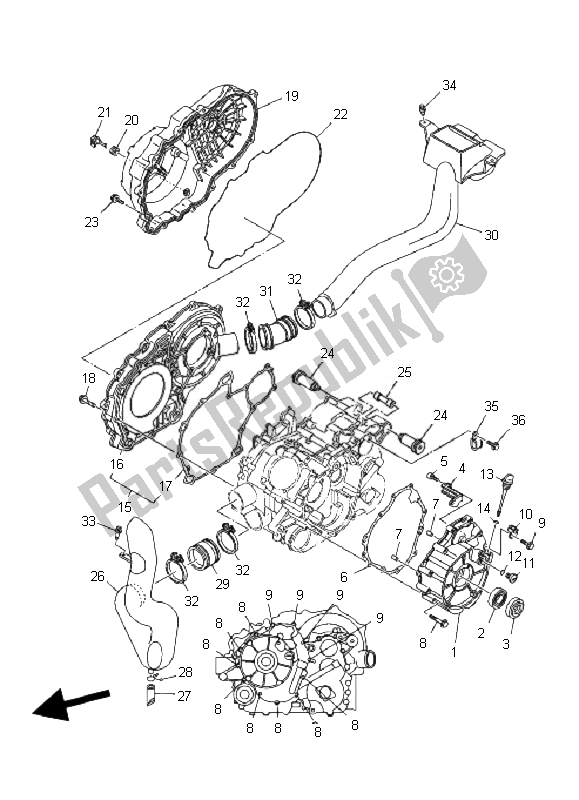 All parts for the Crankcase Cover 1 of the Yamaha YFM 350 Grizzly 2X4 2007