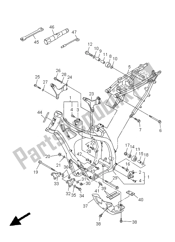 All parts for the Frame of the Yamaha WR 250F 2013