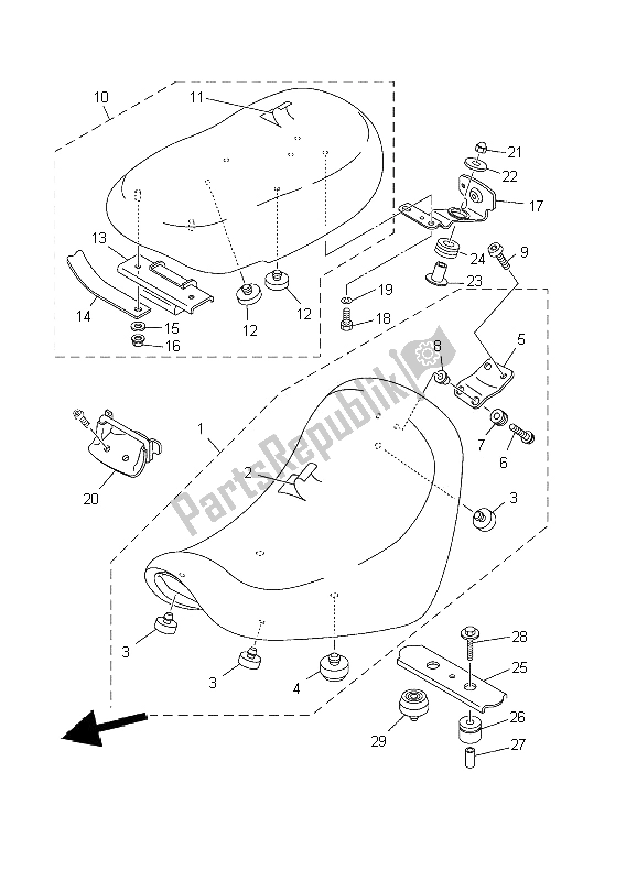 All parts for the Seat of the Yamaha XVS 250 Dragstar 2002