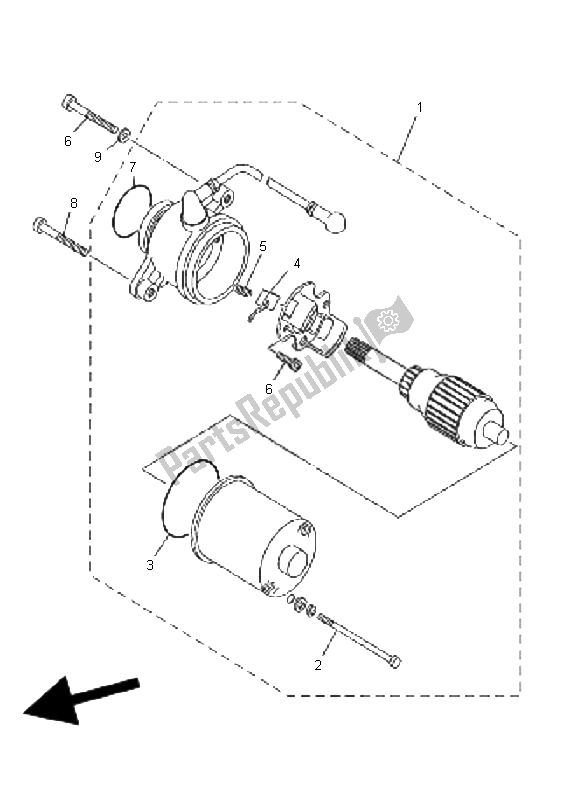 All parts for the Starting Motor of the Yamaha YFM 80 Badger 2001