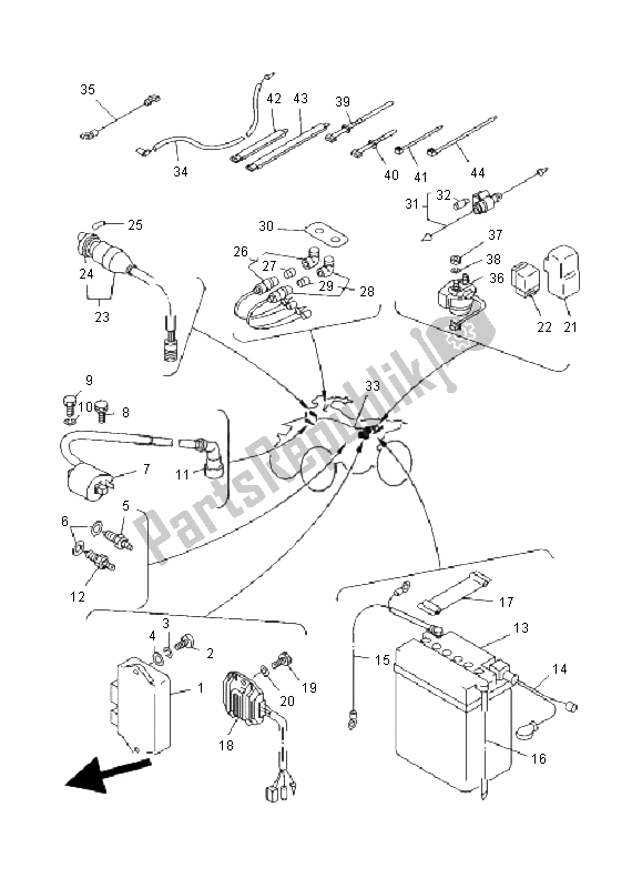 All parts for the Electrical 1 of the Yamaha YFM 350X Warrior 2001