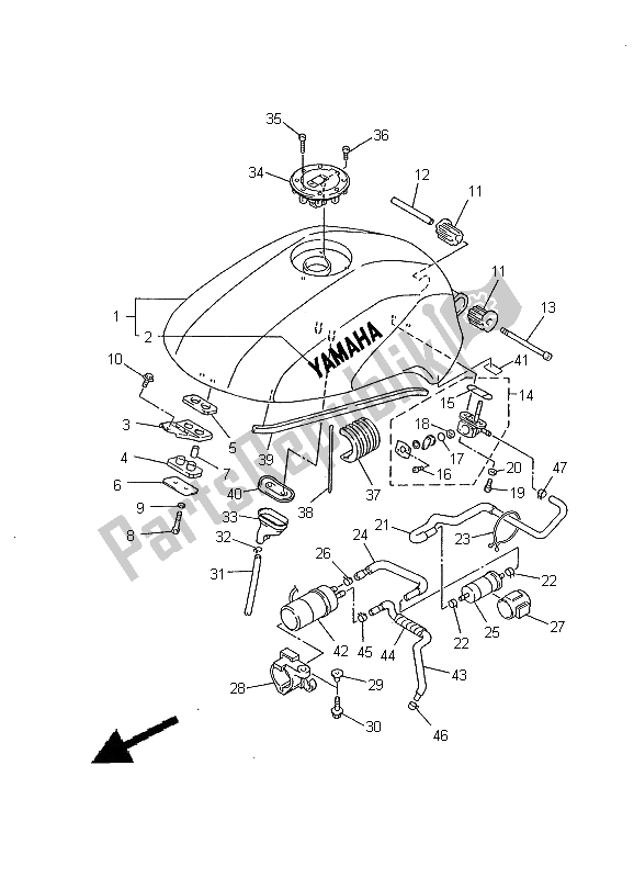 Tutte le parti per il Serbatoio Di Carburante del Yamaha FZS 600 2000