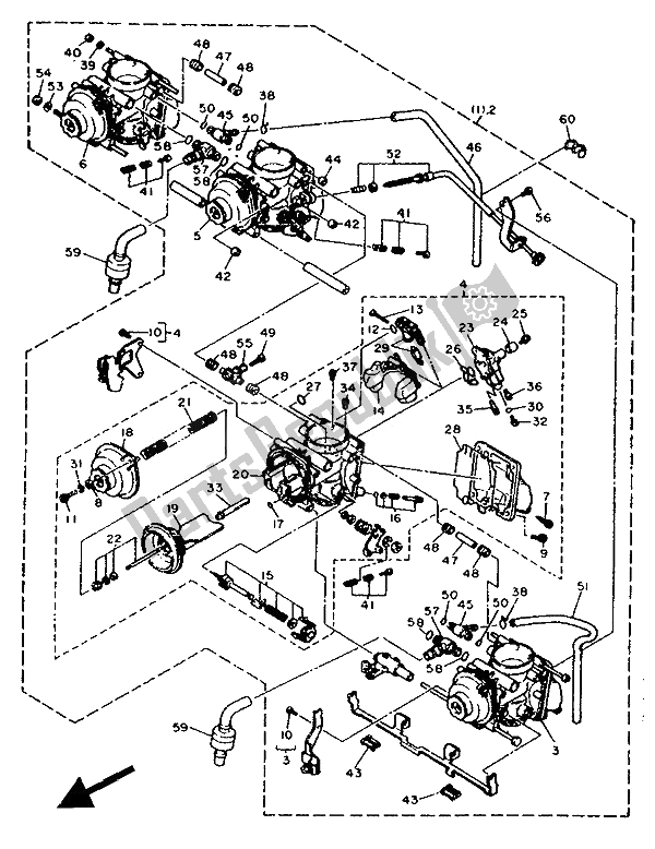 Todas las partes para Alternativo (carburador) de Yamaha FZR 750R 1990