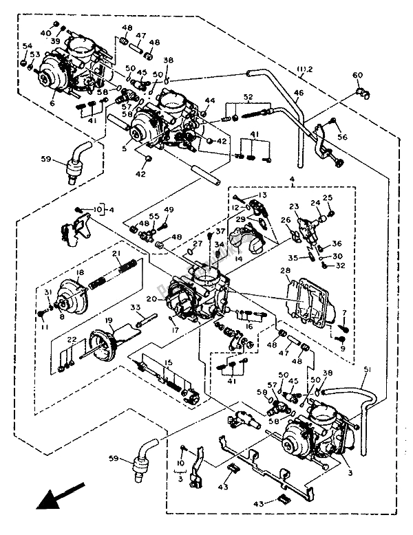 All parts for the Alternate (carburetor) of the Yamaha FZR 750R 1990