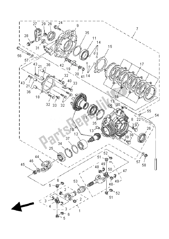 All parts for the Drive Shaft of the Yamaha YFM 350F Grizzly 4X4 IRS 2010