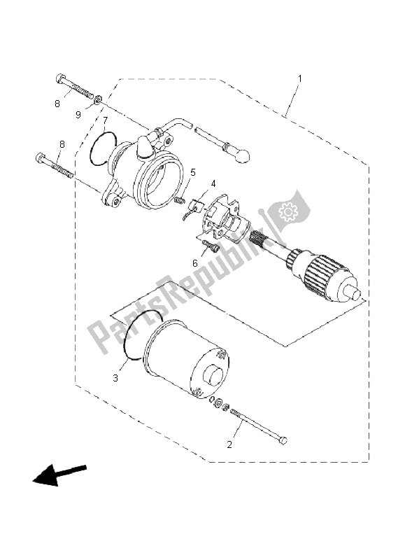 All parts for the Starting Motor of the Yamaha YFM 80R 2005