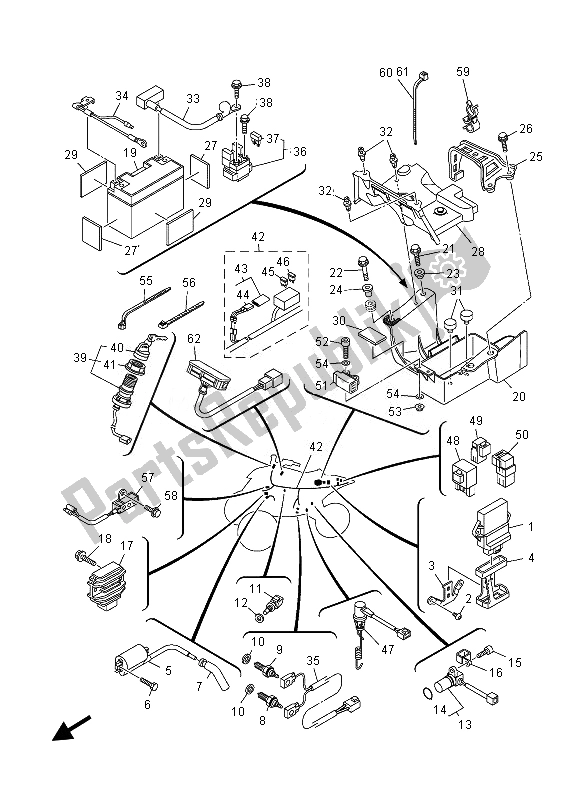 All parts for the Electrical 1 of the Yamaha YFM 700 Rsed 2013