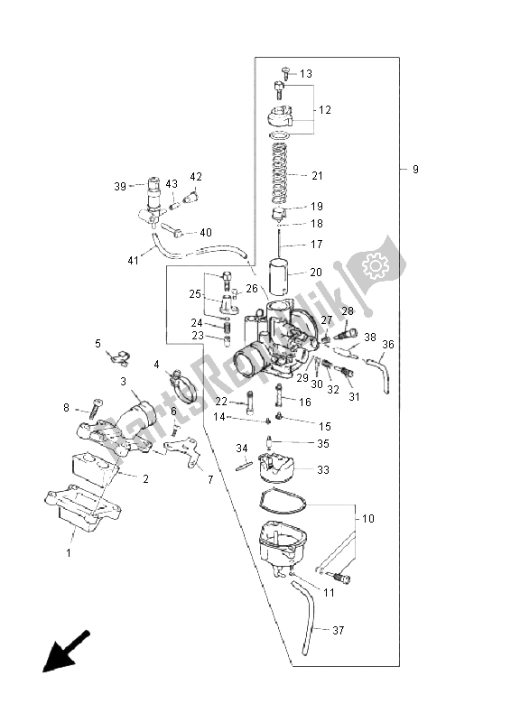 Todas las partes para Carburador de Yamaha TZR 50 2009