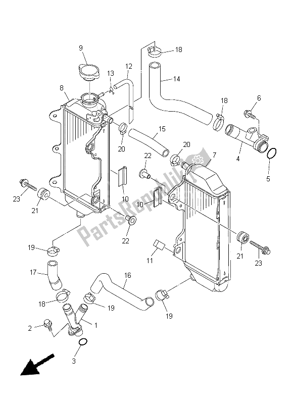 All parts for the Radiator & Hose of the Yamaha YZ 250F 2014