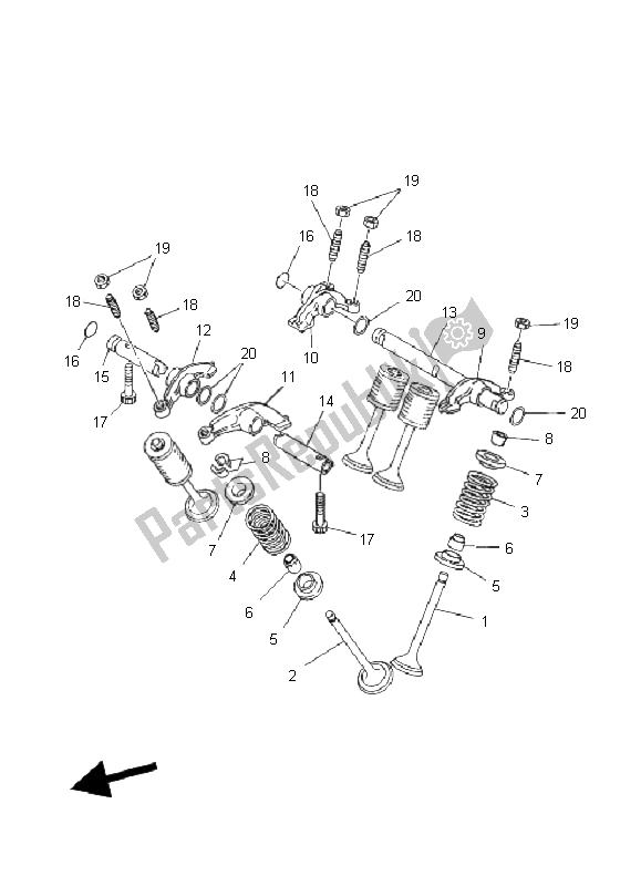 Toutes les pièces pour le Soupape du Yamaha YFM 660R 2005