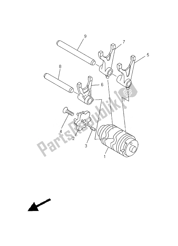 All parts for the Shift Cam & Fork of the Yamaha TT R 125 LWE 2013