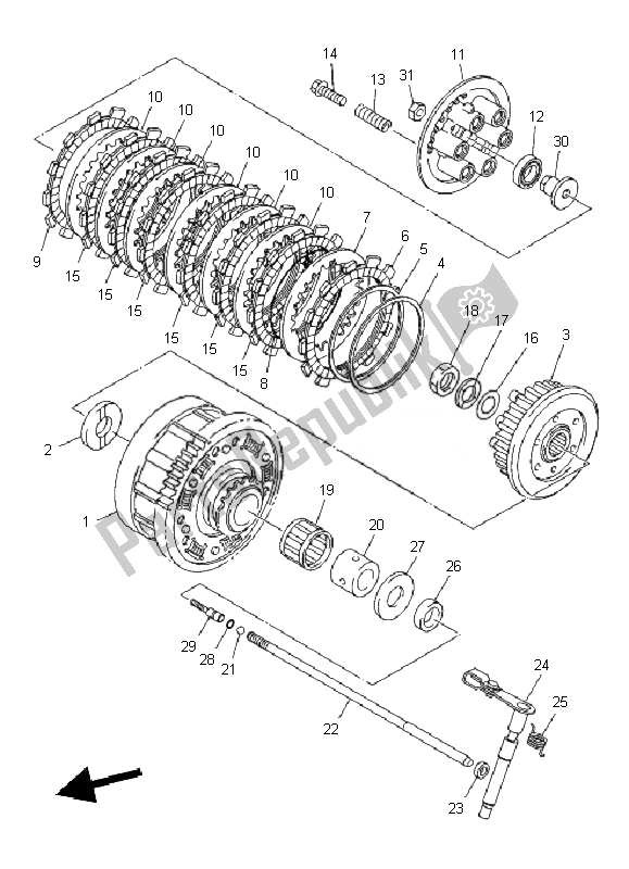 All parts for the Clutch of the Yamaha XJ6 FA 600 2010