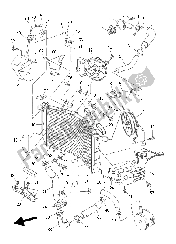 Alle onderdelen voor de Radiator Slang van de Yamaha YZF R6 600 2011