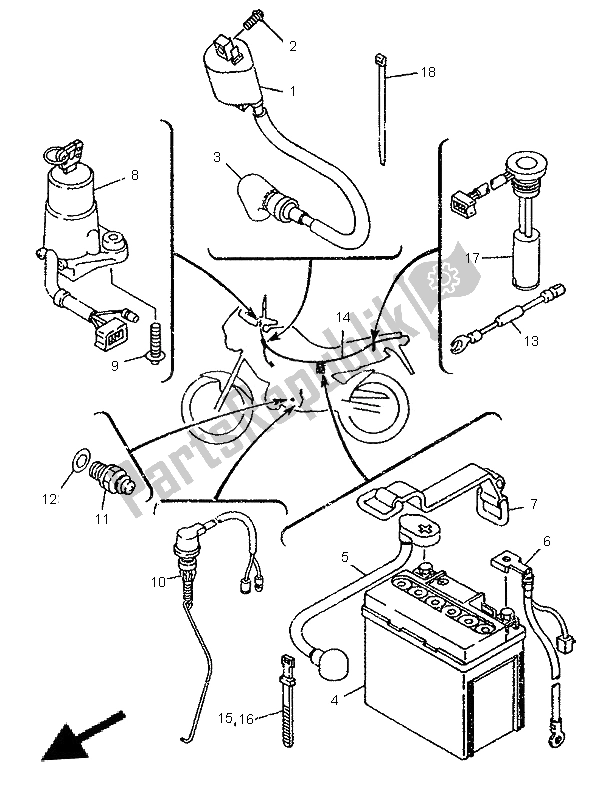 All parts for the Electrical 1 of the Yamaha TDR 125 1996