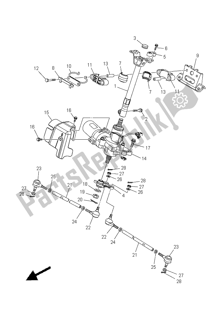 All parts for the Steering of the Yamaha YFM 450 Fwad IRS Grizzly 4X4 Yamaha Black 2015