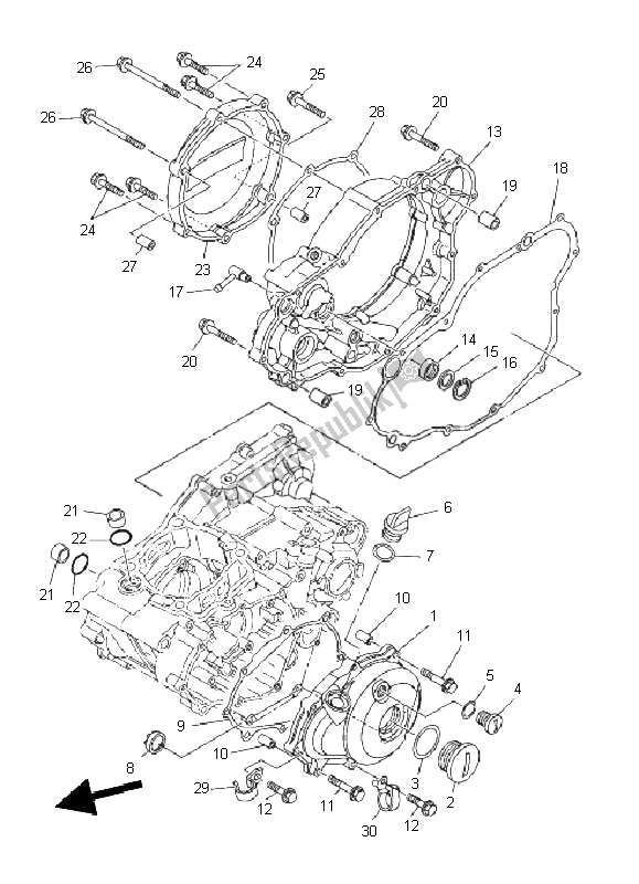 All parts for the Crankcase Cover 1 of the Yamaha YZ 250F 2011