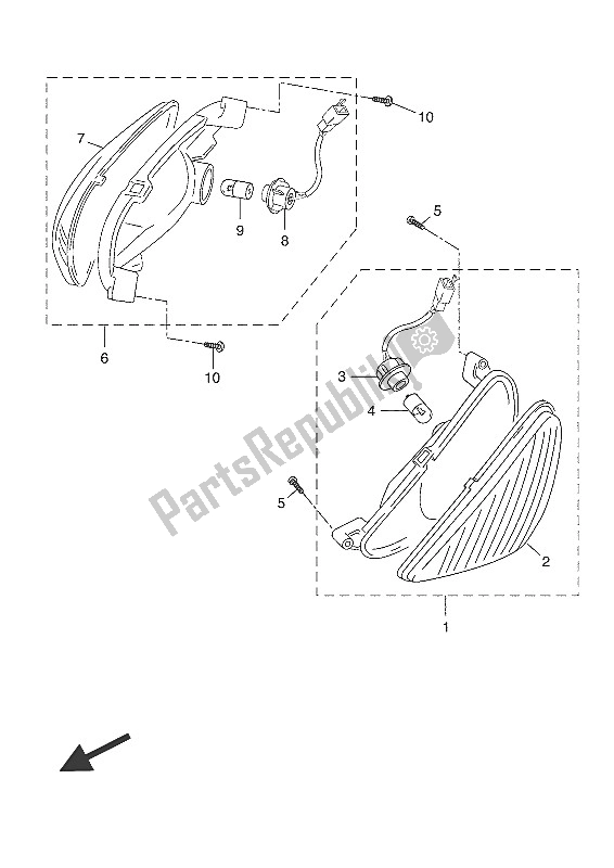 All parts for the Flasher Light of the Yamaha YN 50 2016