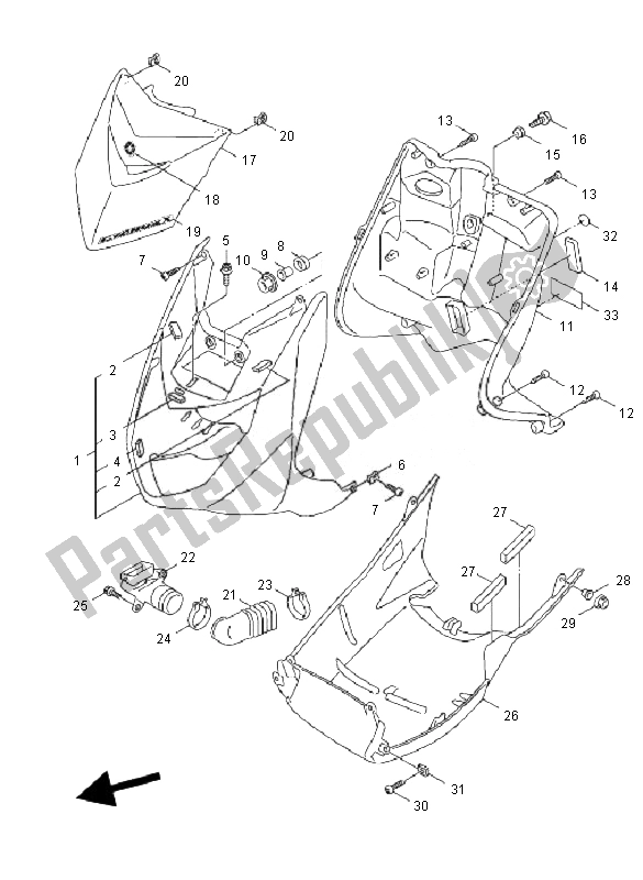 Tutte le parti per il Scudo Per Le Gambe del Yamaha NXC 125 EA Cygnus X 2010