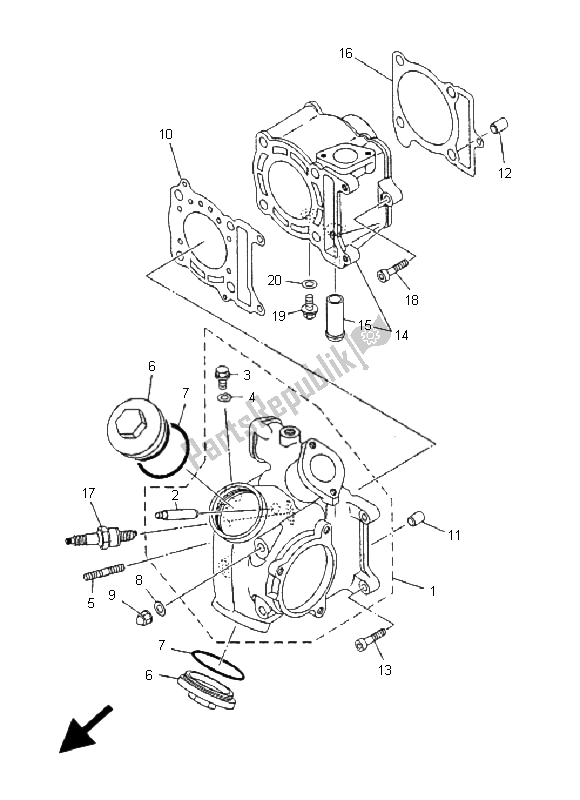 Alle onderdelen voor de Cilinderkop van de Yamaha YP 180E Majesty 2005