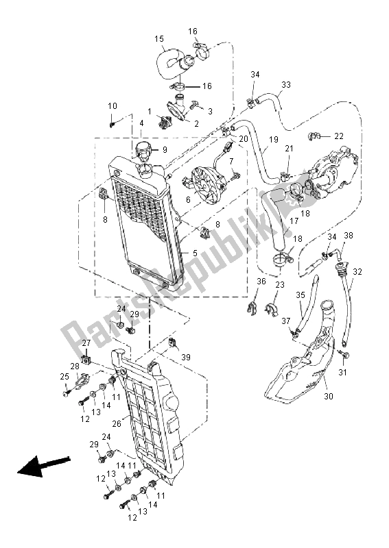 All parts for the Radiator & Hose of the Yamaha WR 125R 2011