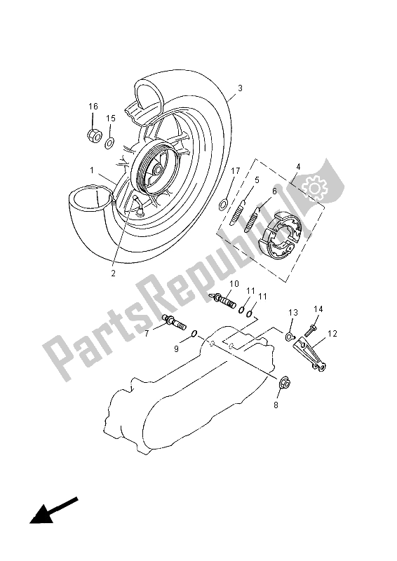 Tutte le parti per il Ruota Posteriore del Yamaha YN 50 FMU 2014