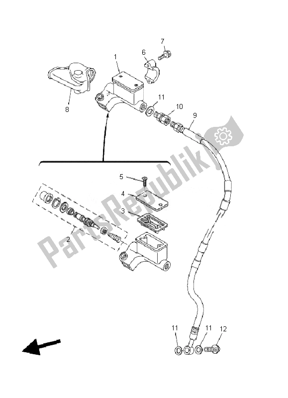 Wszystkie części do Przedni Cylinder G?ówny Yamaha TT R 125 SW LW 2010