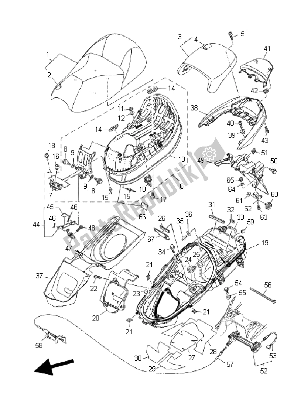 All parts for the Seat of the Yamaha YP 400 Majesty 2011