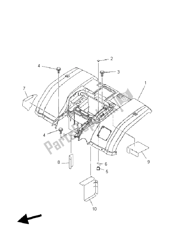 All parts for the Rear Fender of the Yamaha YFM 350 FA Bruin 4X4 2006