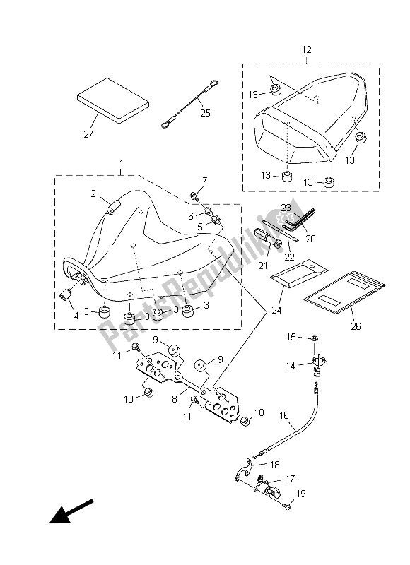 All parts for the Seat of the Yamaha MT-07 A 700 2015