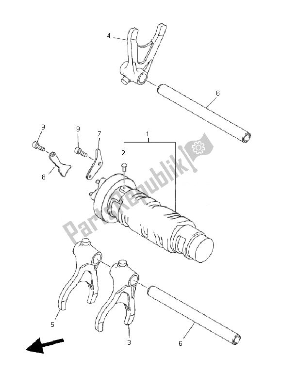 All parts for the Shift Cam & Fork of the Yamaha XJ6F 600 2010