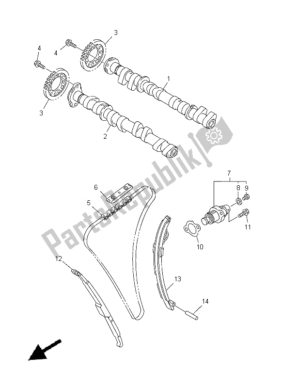 Todas as partes de árvore De Cames E Corrente do Yamaha FJR 1300A 2014