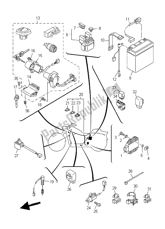 Toutes les pièces pour le électrique 2 du Yamaha XVS 1100A Dragstar Classic 2006