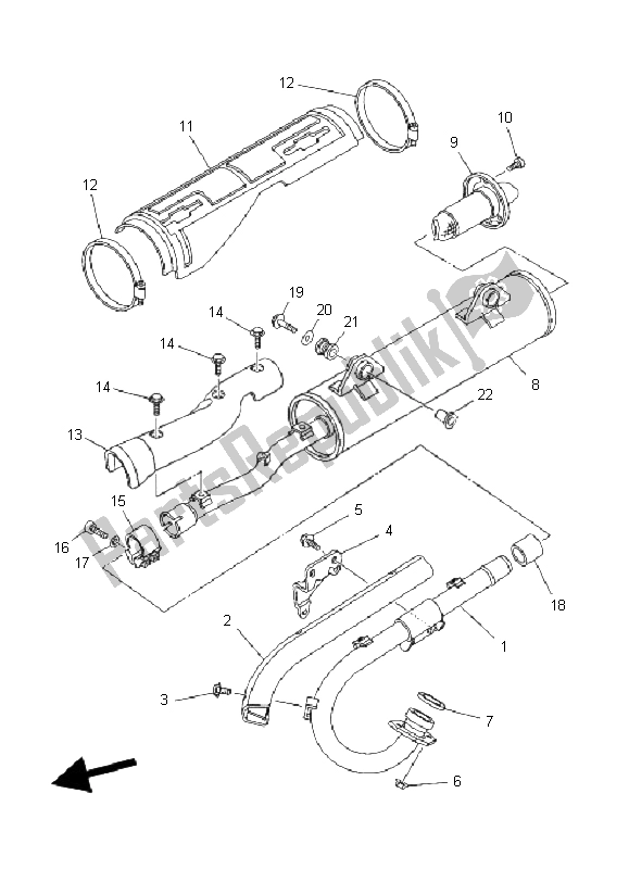 All parts for the Exhaust of the Yamaha YFM 450F Grizzly EPS 2011