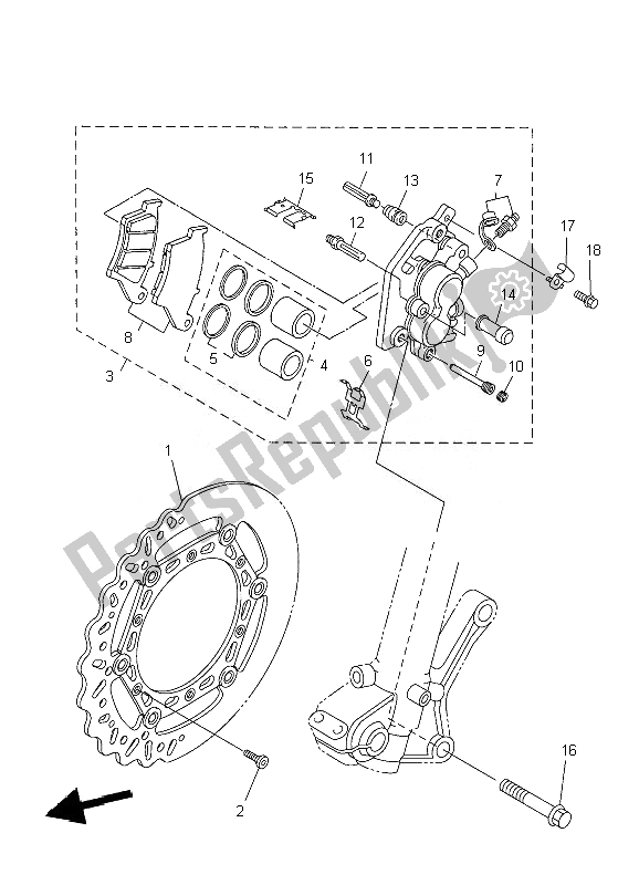 Tutte le parti per il Pinza Freno Anteriore del Yamaha WR 450F 2007