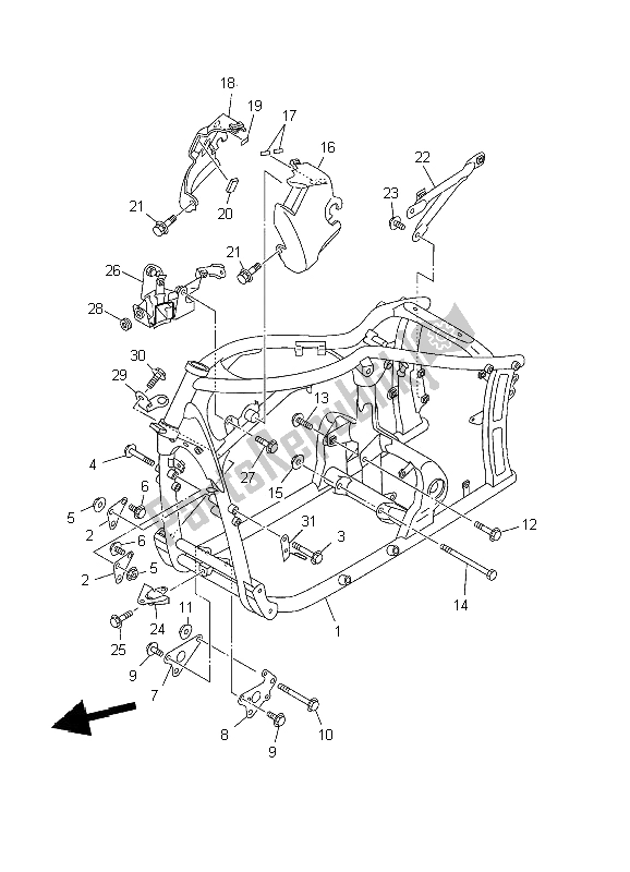 All parts for the Frame of the Yamaha XVS 650 Dragstar 2002