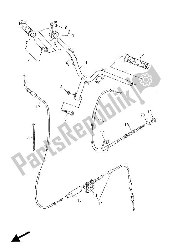 Todas as partes de Manivela E Cabo De Direção do Yamaha YN 50 Neos 2012