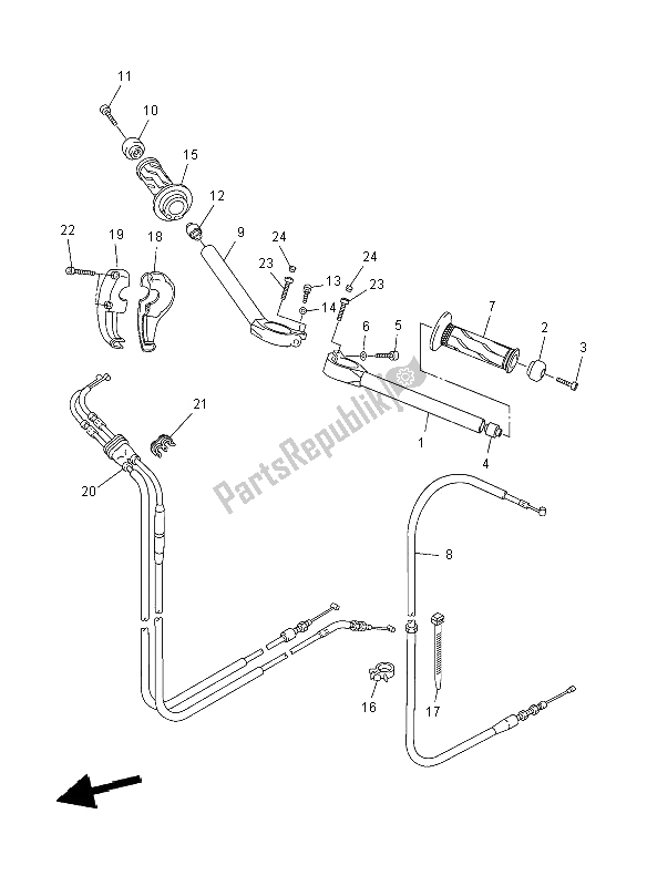 Todas las partes para Manija De Dirección Y Cable de Yamaha YZF R6 600 2008