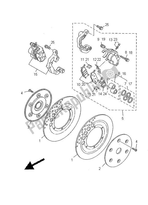 All parts for the Front Brake Caliper of the Yamaha XV 1600A Wildstar 2000