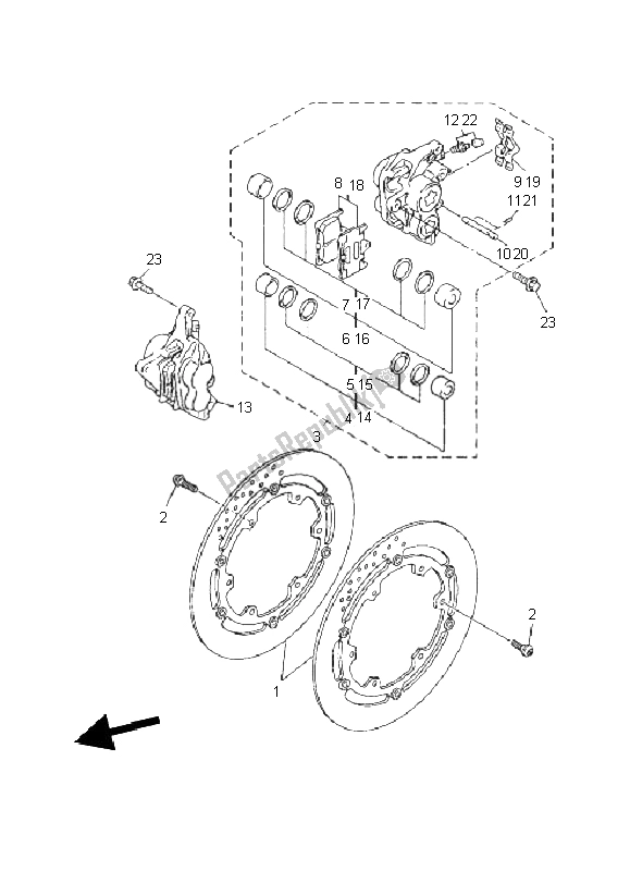 All parts for the Front Brake Caliper of the Yamaha XJR 1300 2011